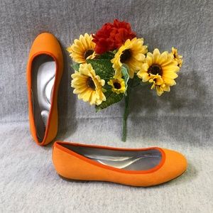 NWOT - Orange Denim Ballet Flats